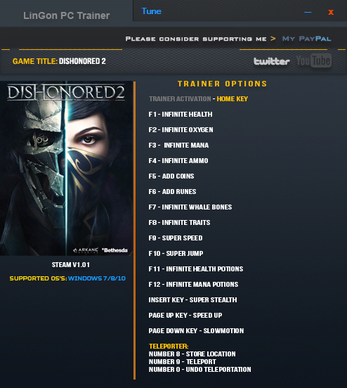 скачать Dishonored 2: Трейнер/Trainer (+17) [1.01]
