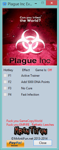 скачать Plague Inc. Evolved: Трейнер/Trainer (+3) [0.9.0.2]