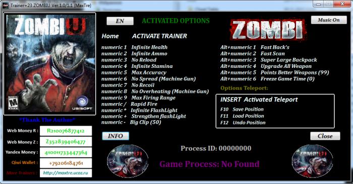 скачать ZOMBI: Трейнер/Trainer (+23) [1.0-1.1]