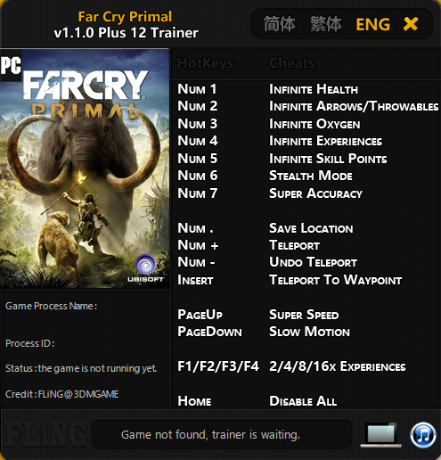 скачать Far Cry: Primal: Трейнер/Trainer (+12) [1.1.0: Fixed]