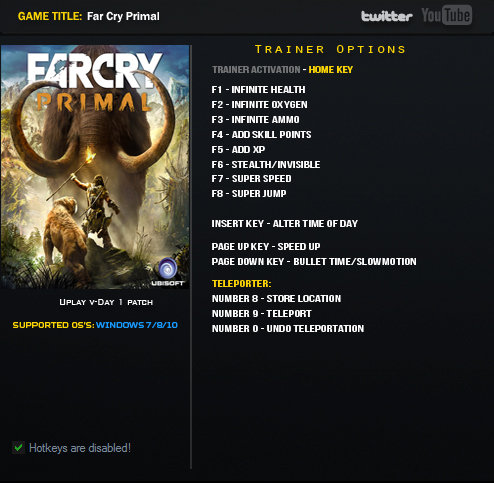 скачать Far Cry: Primal: Трейнер/Trainer (+13) [v-Day 1 Patch]