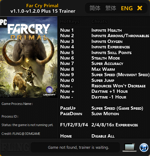 скачать Far Cry: Primal: Трейнер/Trainer (+15) [1.1.0 - 1.2.0]