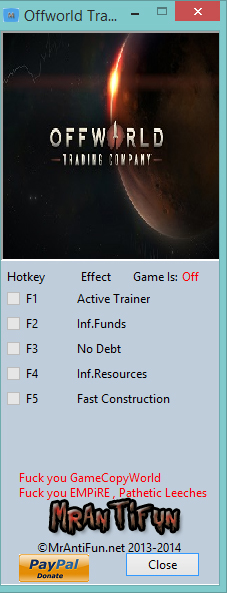 скачать Offworld Trading Company: Трейнер/Trainer (+4) [0.8.9651] 