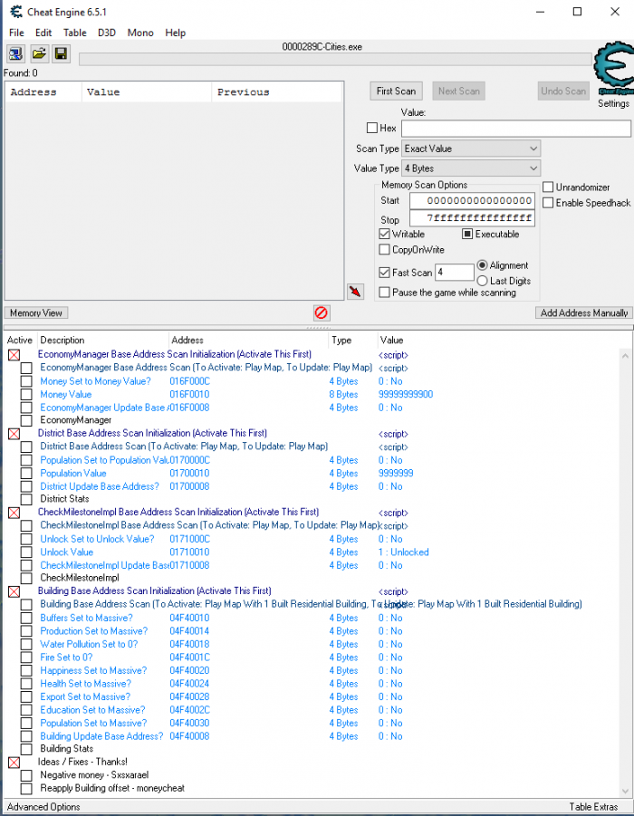 скачать Cities: Skylines: Таблица для Cheat Engine [1.60-f4]