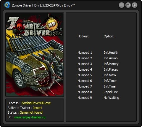 скачать Zombie Driver HD: Trainer/Трейнер (+9) [v1.5.23-22476]