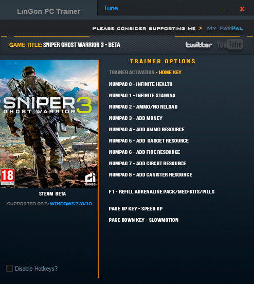 скачать Sniper: Ghost Warrior 3: Трейнер/Trainer (+12) [Beta]