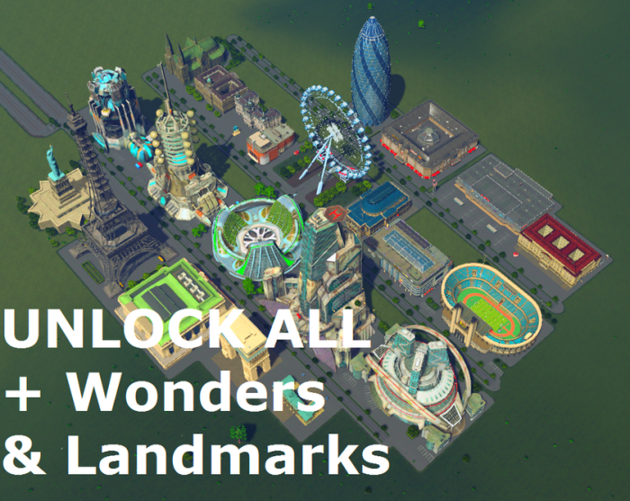скачать Cities: Skylines: Unlocker (All Wonders And Landmarks / Разблокировка всех зданий)