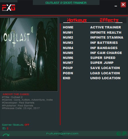 скачать Outlast 2: Трейнер/Trainer (+8) [1.0] 