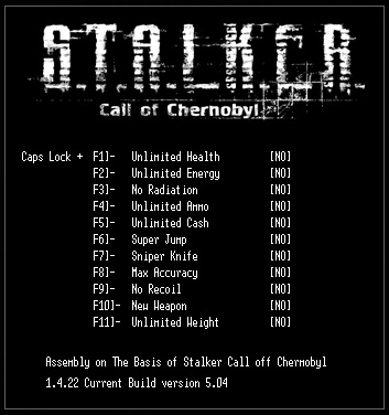 скачать S.T.A.L.K.E.R. - Call of Chernobyl: Трейнер/Trainer (+11) [Mod v1.4.22] - Updated: 18.05.2017