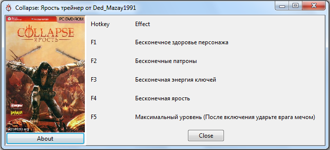 скачать Collapse: Ярость: Трейнер/Trainer (+5) [1.0]