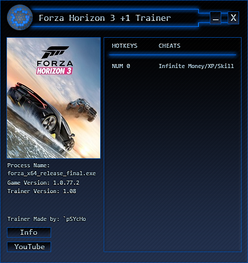 скачать Forza Horizon 3: Трейнер/Trainer (+3) [Money/XP/Skill Trainer] [1.08] 