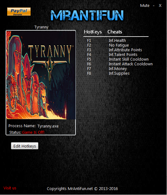 скачать Tyranny: Трейнер/Trainer (+8) [1.1.0.0023]