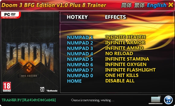 скачать Doom 3 - BFG Edition: Трейнер/Trainer (+8) [1.0] 