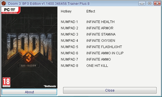 скачать Doom 3 - BFG Edition: Трейнер/Trainer (+8) [1.1400.346456] 