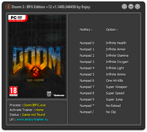 скачать Doom 3: BFG Edition: Трейнер/Trainer (+12) [1.1400.346456]