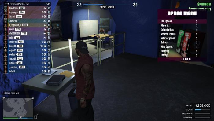скачать Grand Theft Auto 5 (GTA V): Чит-Мод/Cheat-Mode (Space Меню v1.3 для GTA V) [1.40]