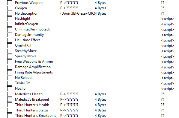скачать Doom 3: BFG Edition: Таблица для Cheat Engine [UPD: 27.08.2017]