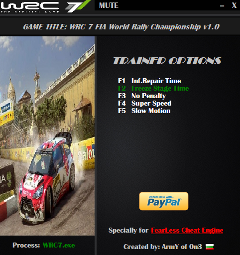скачать WRC 7: FIA World Rally Championship: Трейнер/Trainer (+5) [1.0]