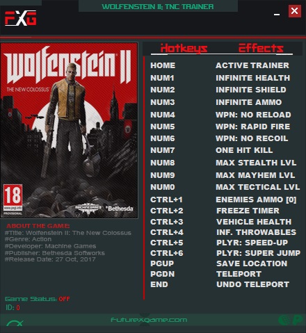 скачать Wolfenstein 2: The New Colossus: Трейнер/Trainer (+17) [1.0 - Update 1]