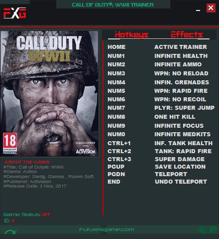 скачать Call of Duty: WWII: Трейнер/Trainer (+14) [1.3.0.15989]