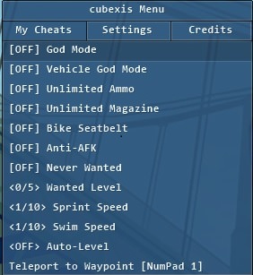 скачать Grand Theft Auto 5 (GTA V): Чит-Мод/Cheat-Mode (CUBEXIS EXTERNAL MENU V1.3) [1.42]