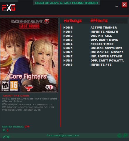 скачать Dead or Alive 5: Last Round - Core Fighters: Трейнер/Trainer (+9) [1.10C]