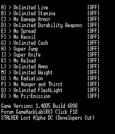 скачать S.T.A.L.K.E.R. - Lost Alpha DC: Трейнер/Trainer (+16) [1.4005]