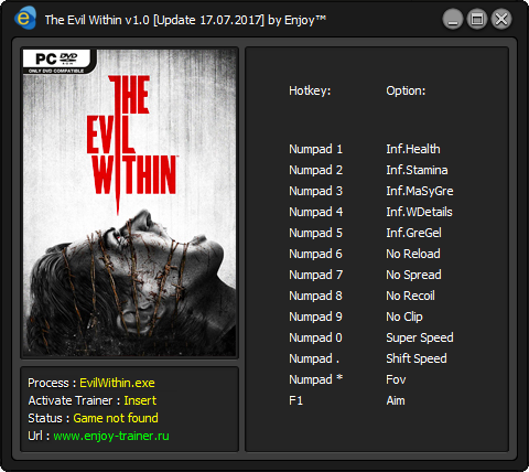 скачать The Evil Within: Trainer/Трейнер (+13) [v1.0] [Update 17.07.2017]