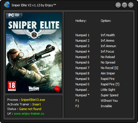 скачать Sniper Elite V2: Trainer/Трейнер (+14) [v1.13]