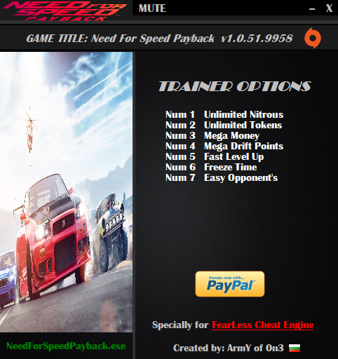 скачать Need for Speed Payback: Трейнер/Trainer (+7) [1.0.51.9958]