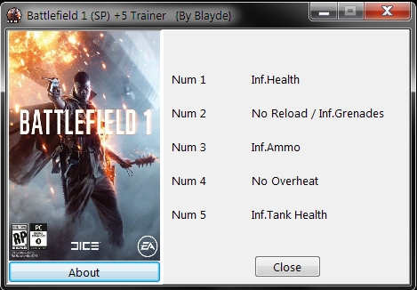 скачать Battlefield 1: Трейнер/Trainer (+5) [1.0.47.30570]