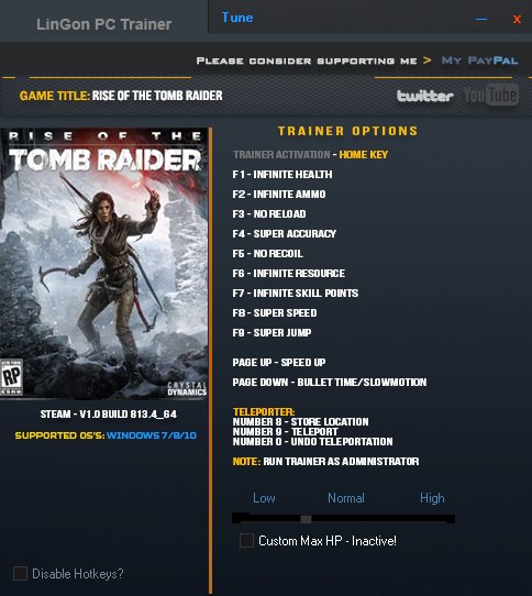 скачать Rise of the Tomb Raider: Трейнер/Trainer (+14) [1.0 - Build: 813.4]