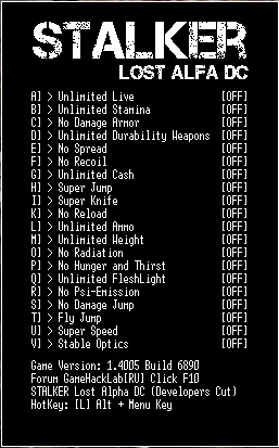 скачать S.T.A.L.K.E.R. - Lost Alpha DC: Трейнер/Trainer (+20) [1.4005-1.4006] - Updated: 19.01.2018