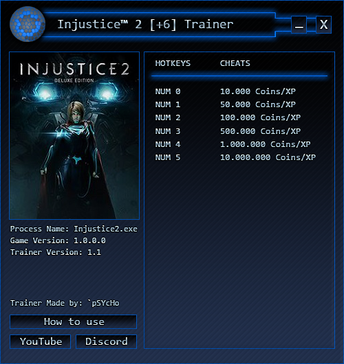 скачать Injustice 2: Трейнер/Trainer (+6: Coins/XP) [1.1]