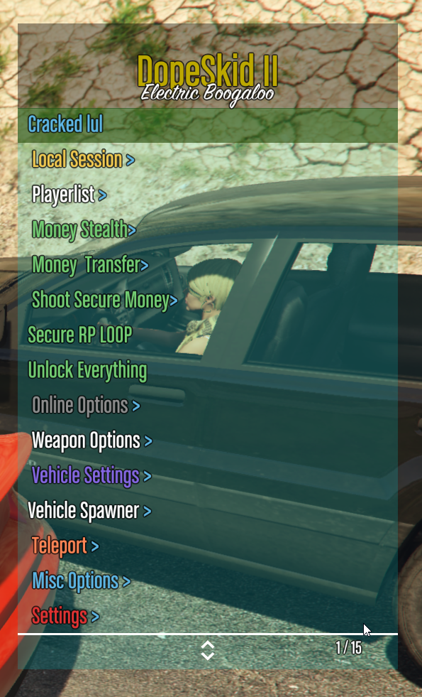 скачать Grand Theft Auto 5 (GTA V): Чит-Мод/Cheat-Mode (DopeSkid v.2.0 [Stealth Money])