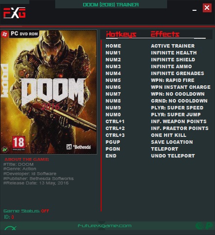 скачать Doom (2016): Трейнер/Trainer (+14) [Update 7: OpenGL + Vulcan]
