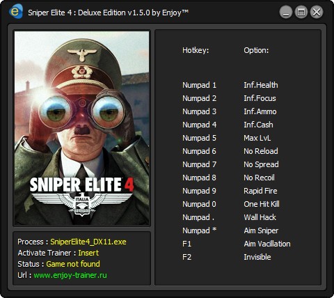 скачать Sniper Elite 4 - Deluxe Edition: Trainer/Трейнер (+14) [v1.5.0]