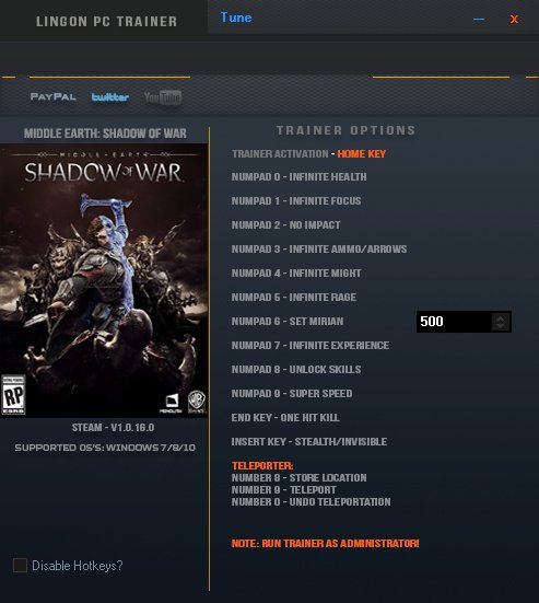 скачать Middle-earth: Shadow of War: Трейнер/Trainer (+14) [1.0.16.0]