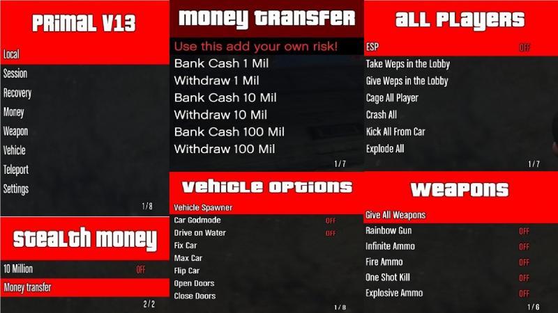 скачать Grand Theft Auto 5 (GTA V): Чит-Мод/Cheat-Mode (Primal v13) [1.42]