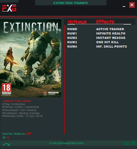 скачать Extinction: Трейнер/Trainer (+4) [1.0]