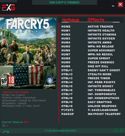 скачать Far Cry 5: Трейнер/Trainer (+22) [1.4.0.0]