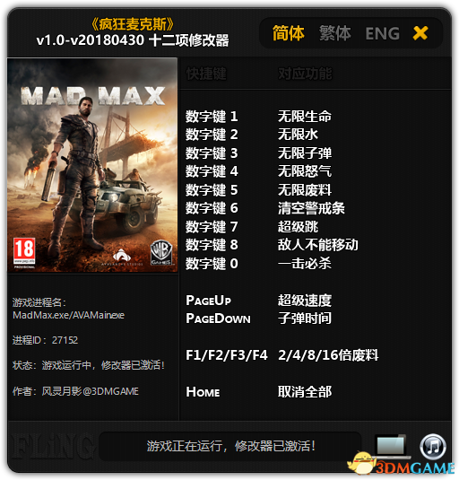 скачать Mad Max: Трейнер/Trainer (+12) [1.0 - Update: 30.04.2018]