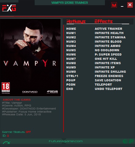 скачать Vampyr: Трейнер/Trainer (+12) [1.0]