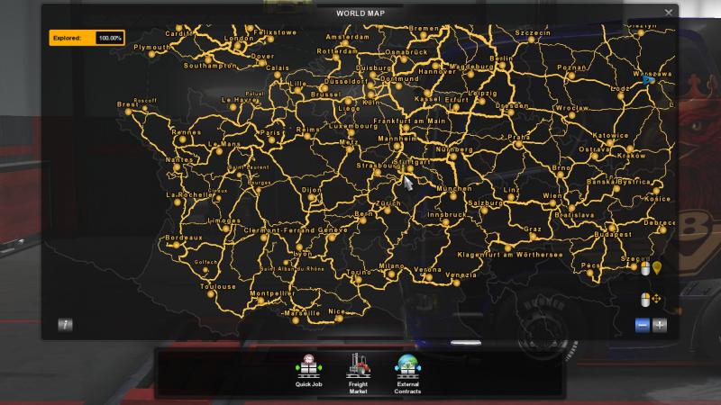 скачать Euro Truck Simulator 2: Сохранение/SaveGame (50 уровень, все гаражи, вся карта, много денег)