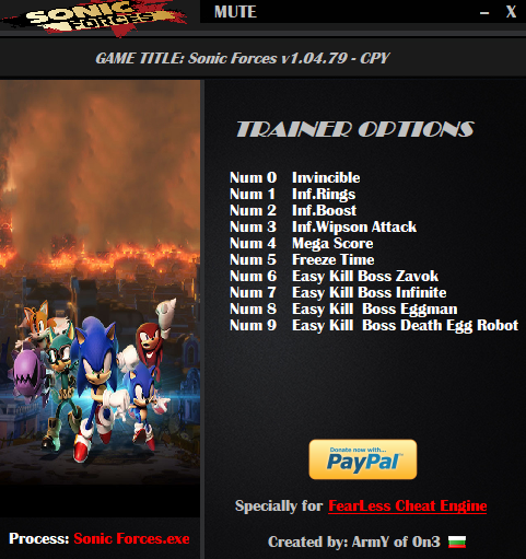 скачать Sonic Forces: Трейнер/Trainer (+10) [1.04.79 - CPY]