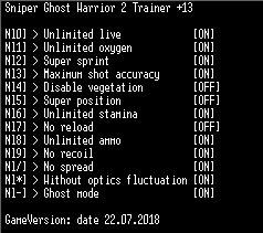 скачать Sniper Ghost Warrior 2: Трейнер/Trainer (+10) [Steam] - Updated: 23.07.2018