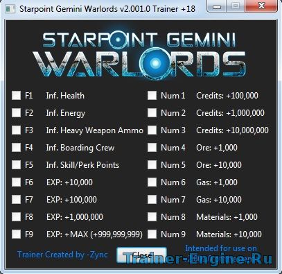 скачать Starpoint Gemini Warlords: Трейнер/Trainer (+18) [2.0] 