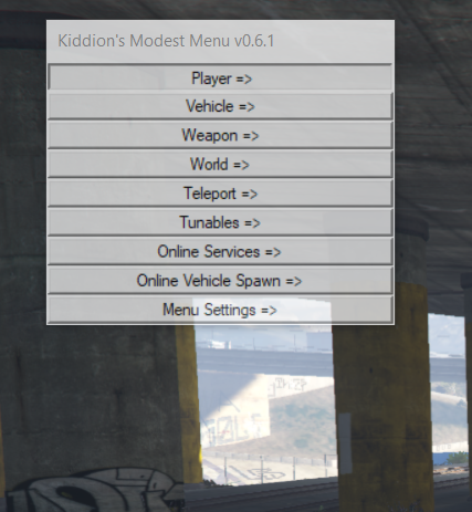 скачать Grand Theft Auto 5: Чит-Мод/Cheat-Mode (Kiddion's Modest External Menu 0.7.1) [1.4.4]