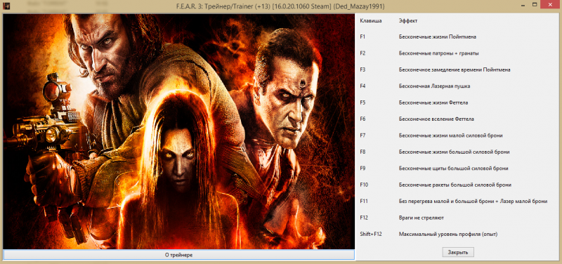скачать F.E.A.R. 3: Трейнер/Trainer (+13) [16.0.20.1060 Steam]