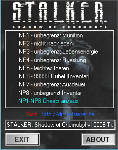 скачать S.T.A.L.K.E.R.: Shadow of Chernobyl: Трейнер/Trainer (+8) [1.0006] [64 Bit] 